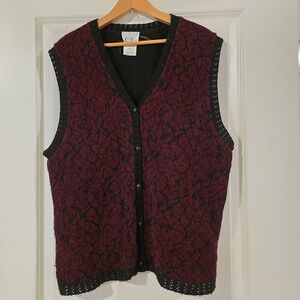 Vintage 90s Gothic Chic Knit Sweater Vest Womens XL Acrylic Whimsy Goth